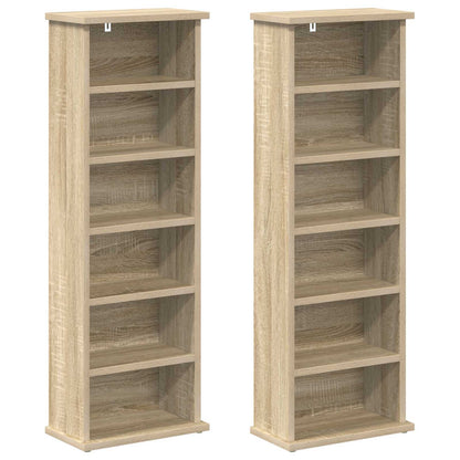 vidaXL CD Cabinet 2 pcs Sonoma Oak 32 x 17 x 92 cm Engineered Wood