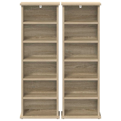 vidaXL CD Cabinet 2 pcs Sonoma Oak 32 x 17 x 92 cm Engineered Wood