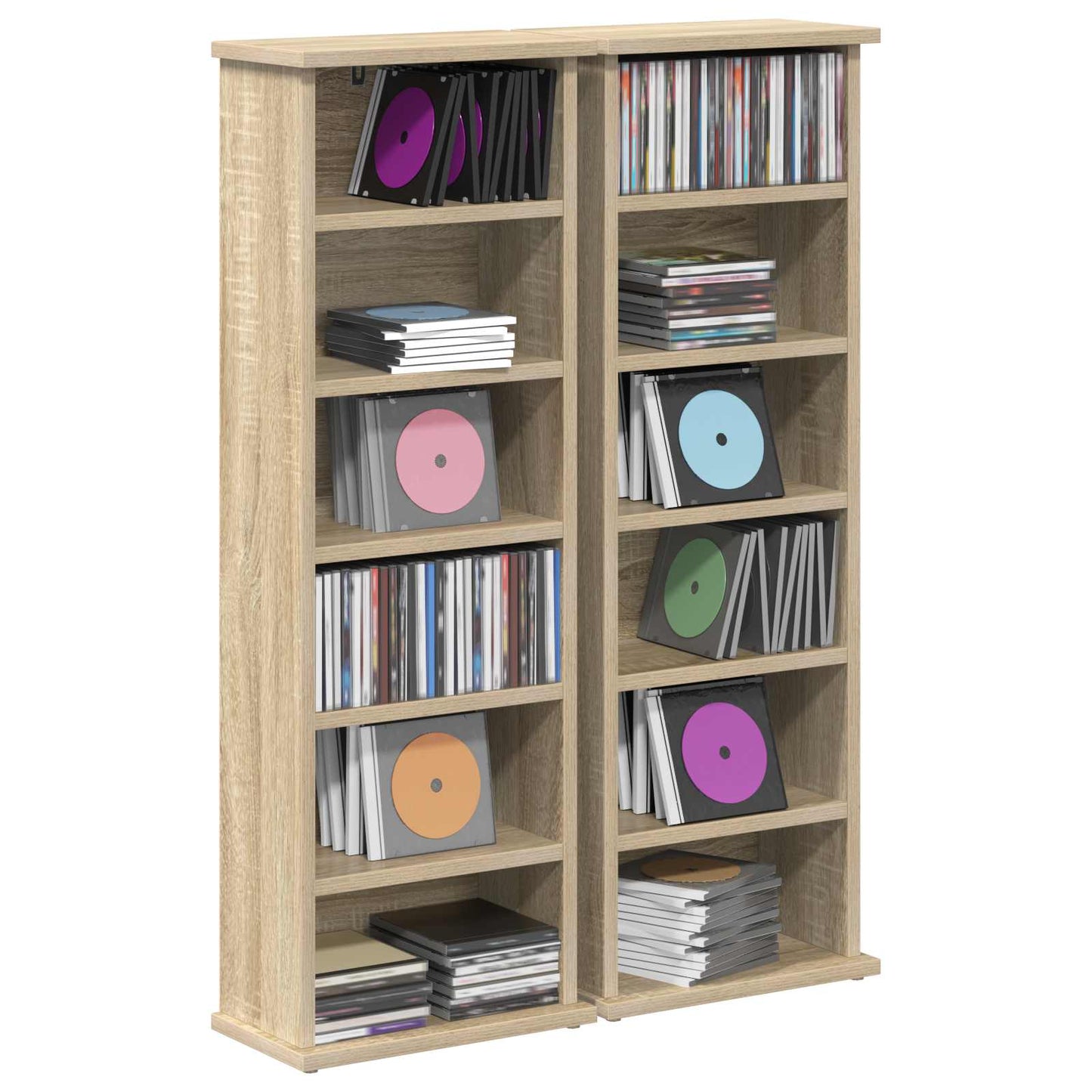vidaXL CD Cabinet 2 pcs Sonoma Oak 32 x 17 x 92 cm Engineered Wood