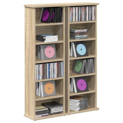 vidaXL CD Cabinet 2 pcs Sonoma Oak 32 x 17 x 92 cm Engineered Wood