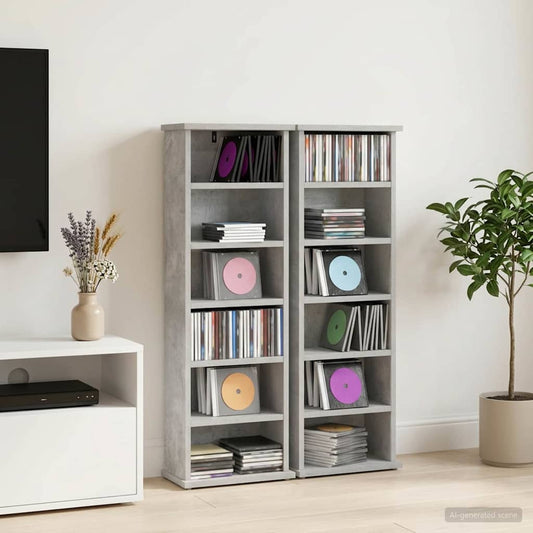 vidaXL CD Cabinet 2 pcs Concrete Grey 32 x 17 x 92 cm Engineered Wood
