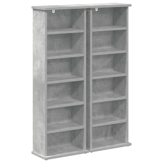 vidaXL CD Cabinet 2 pcs Concrete Grey 32 x 17 x 92 cm Engineered Wood