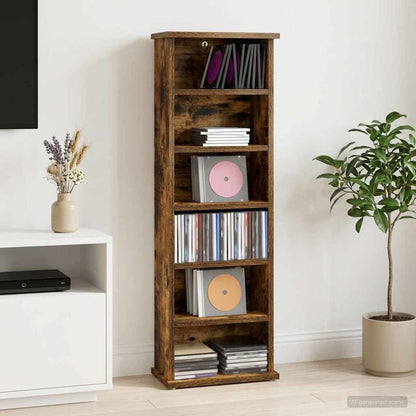 vidaXL CD Cabinet Smoked Oak 32 x 17 x 92 cm Engineered Wood