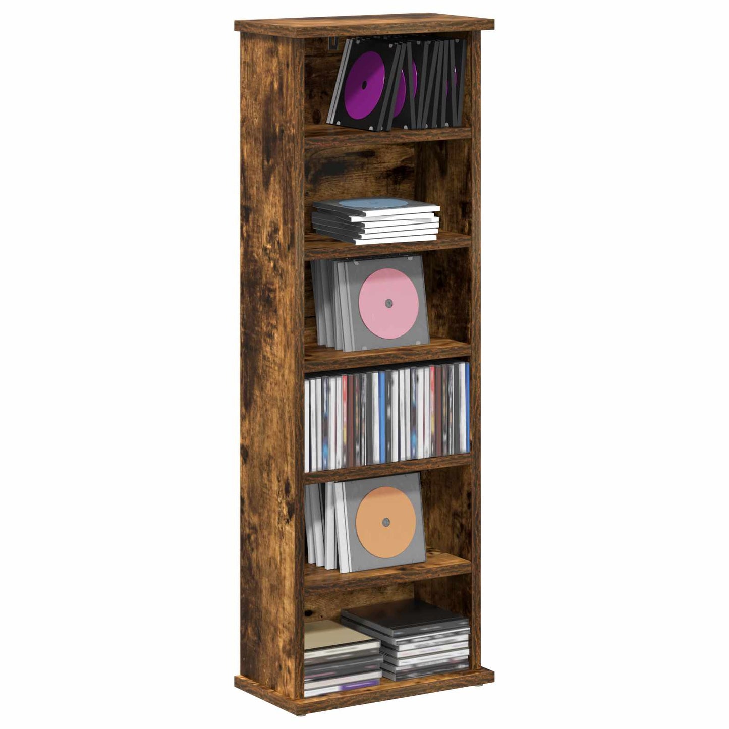 vidaXL CD Cabinet Smoked Oak 32 x 17 x 92 cm Engineered Wood