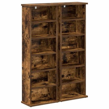 vidaXL CD Cabinet 2 pcs Smoked Oak 32 x 17 x 92 cm Engineered Wood
