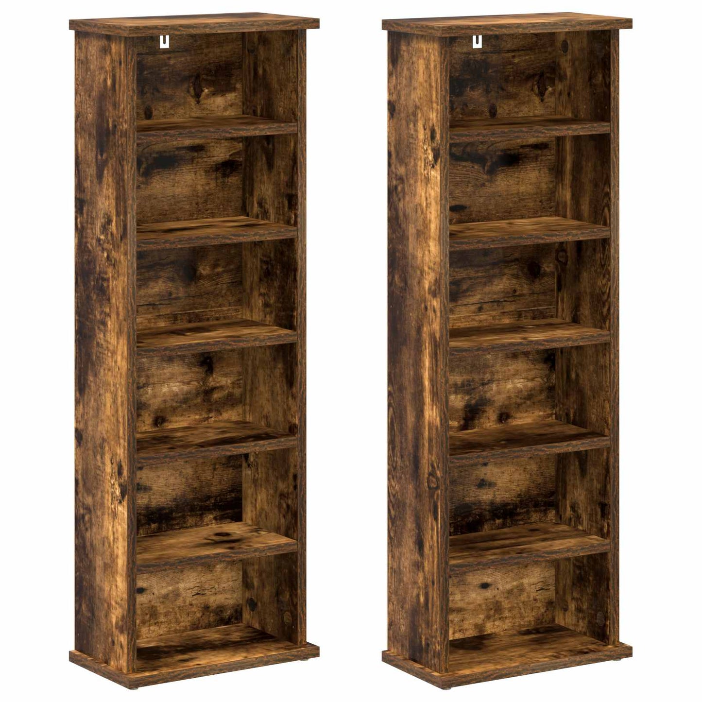vidaXL CD Cabinet 2 pcs Smoked Oak 32 x 17 x 92 cm Engineered Wood