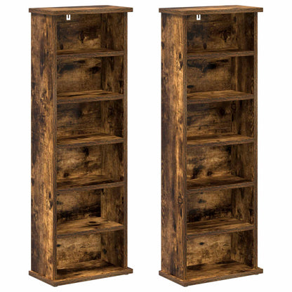 vidaXL CD Cabinet 2 pcs Smoked Oak 32 x 17 x 92 cm Engineered Wood