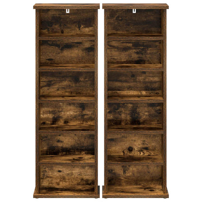 vidaXL CD Cabinet 2 pcs Smoked Oak 32 x 17 x 92 cm Engineered Wood