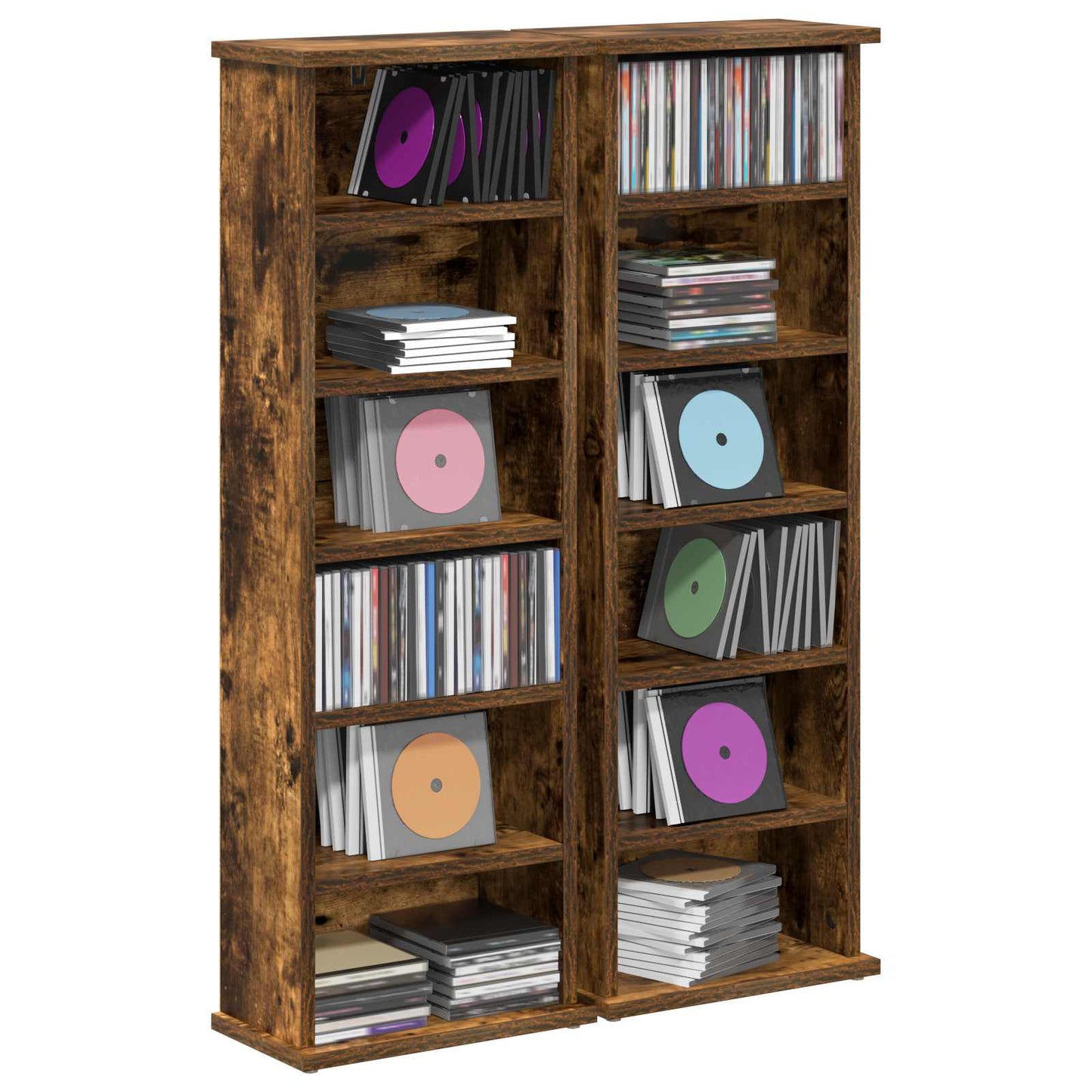 vidaXL CD Cabinet 2 pcs Smoked Oak 32 x 17 x 92 cm Engineered Wood
