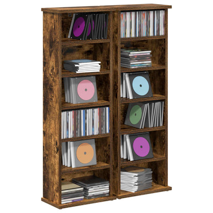 vidaXL CD Cabinet 2 pcs Smoked Oak 32 x 17 x 92 cm Engineered Wood