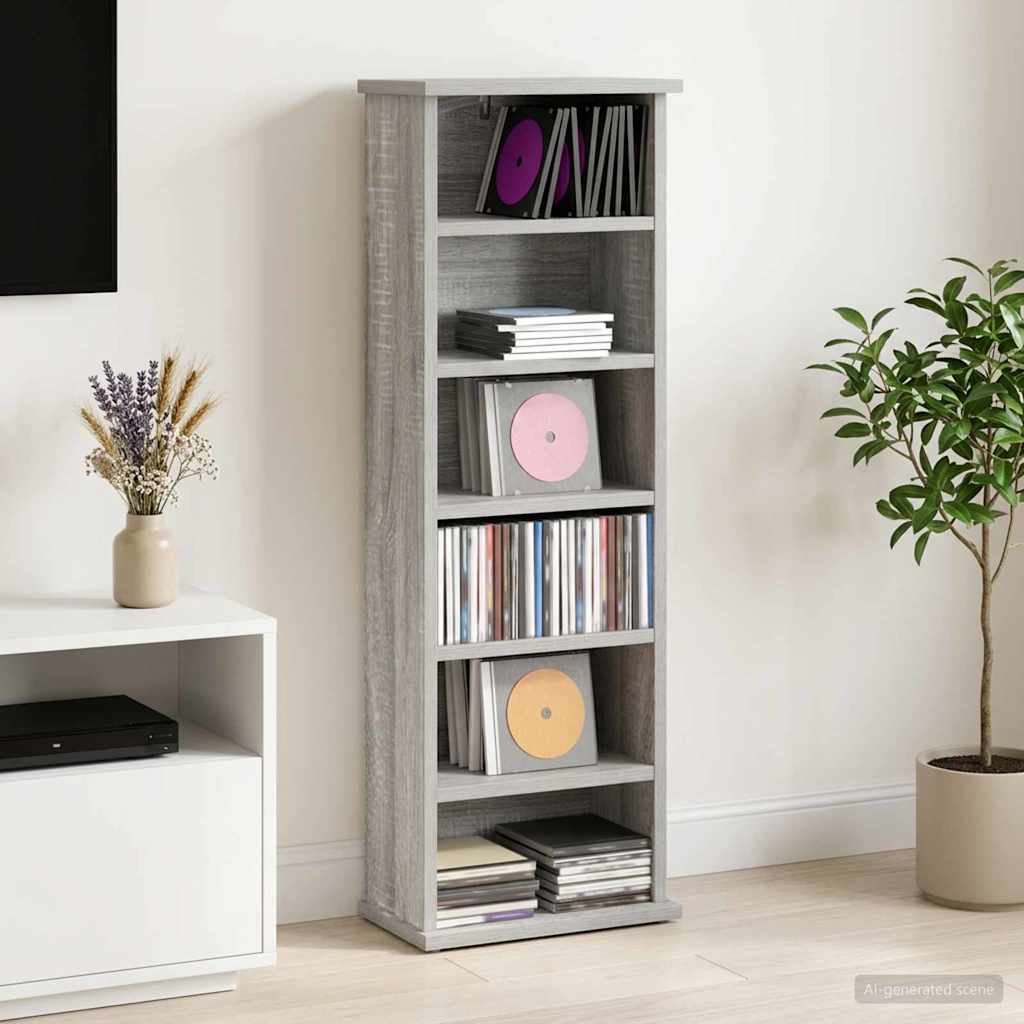 vidaXL CD Cabinet Grey Sonoma 32 x 17 x 92 cm Engineered Wood