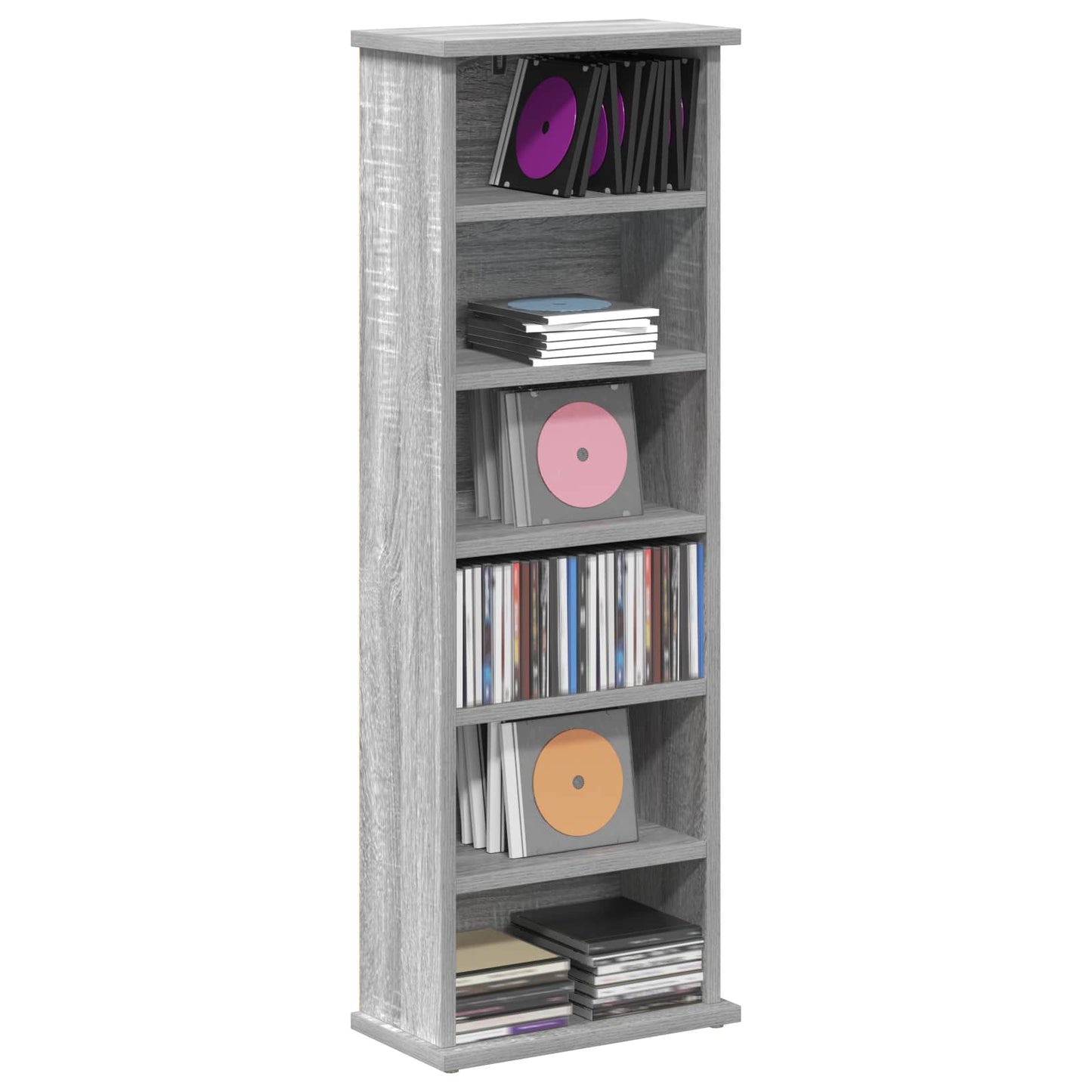 vidaXL CD Cabinet Grey Sonoma 32 x 17 x 92 cm Engineered Wood