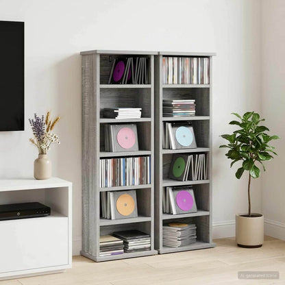 vidaXL CD Cabinet 2 pcs Grey Sonoma 32 x 17 x 92 cm Engineered Wood