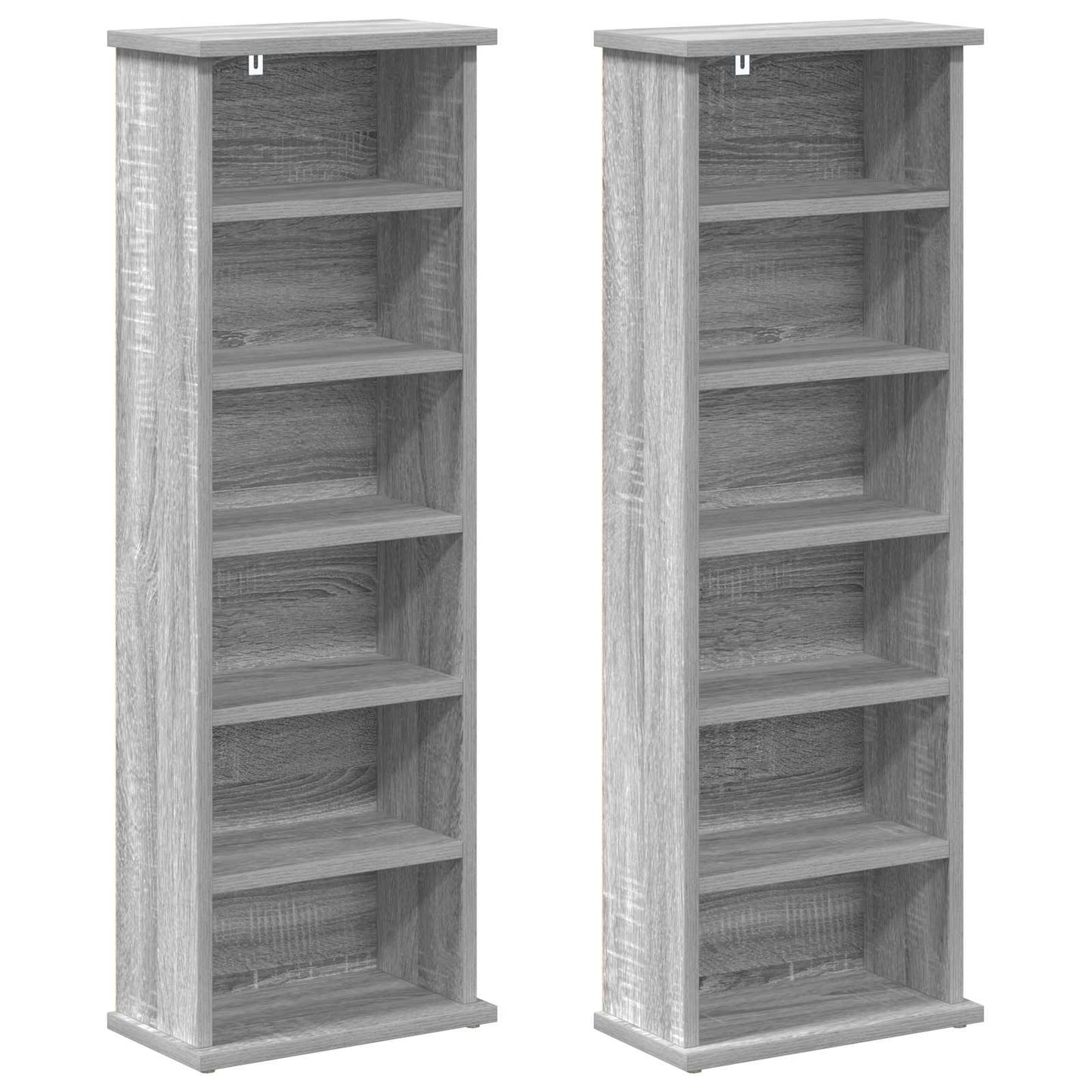 vidaXL CD Cabinet 2 pcs Grey Sonoma 32 x 17 x 92 cm Engineered Wood