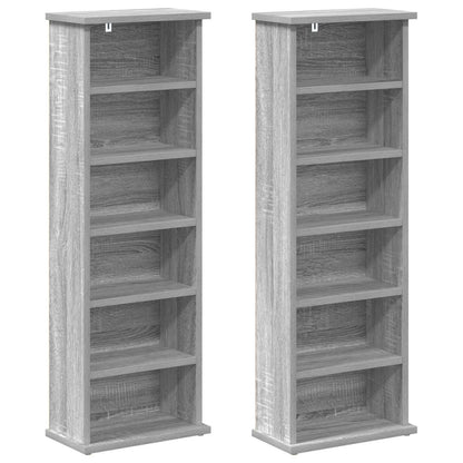 vidaXL CD Cabinet 2 pcs Grey Sonoma 32 x 17 x 92 cm Engineered Wood