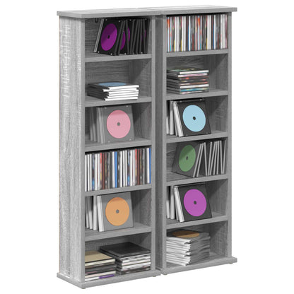 vidaXL CD Cabinet 2 pcs Grey Sonoma 32 x 17 x 92 cm Engineered Wood