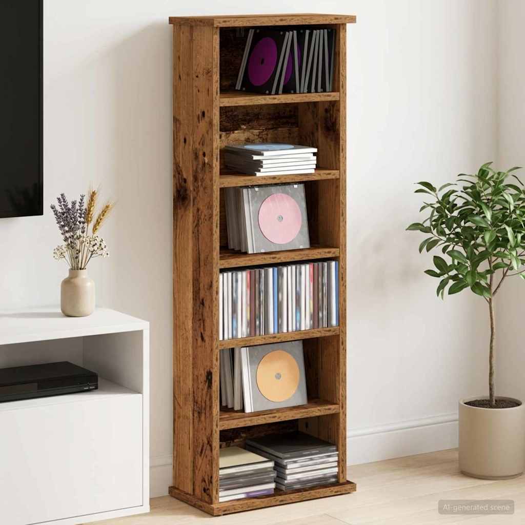 vidaXL CD Cabinet Oak Wood 32 x 17 x 92 cm Engineered Wood