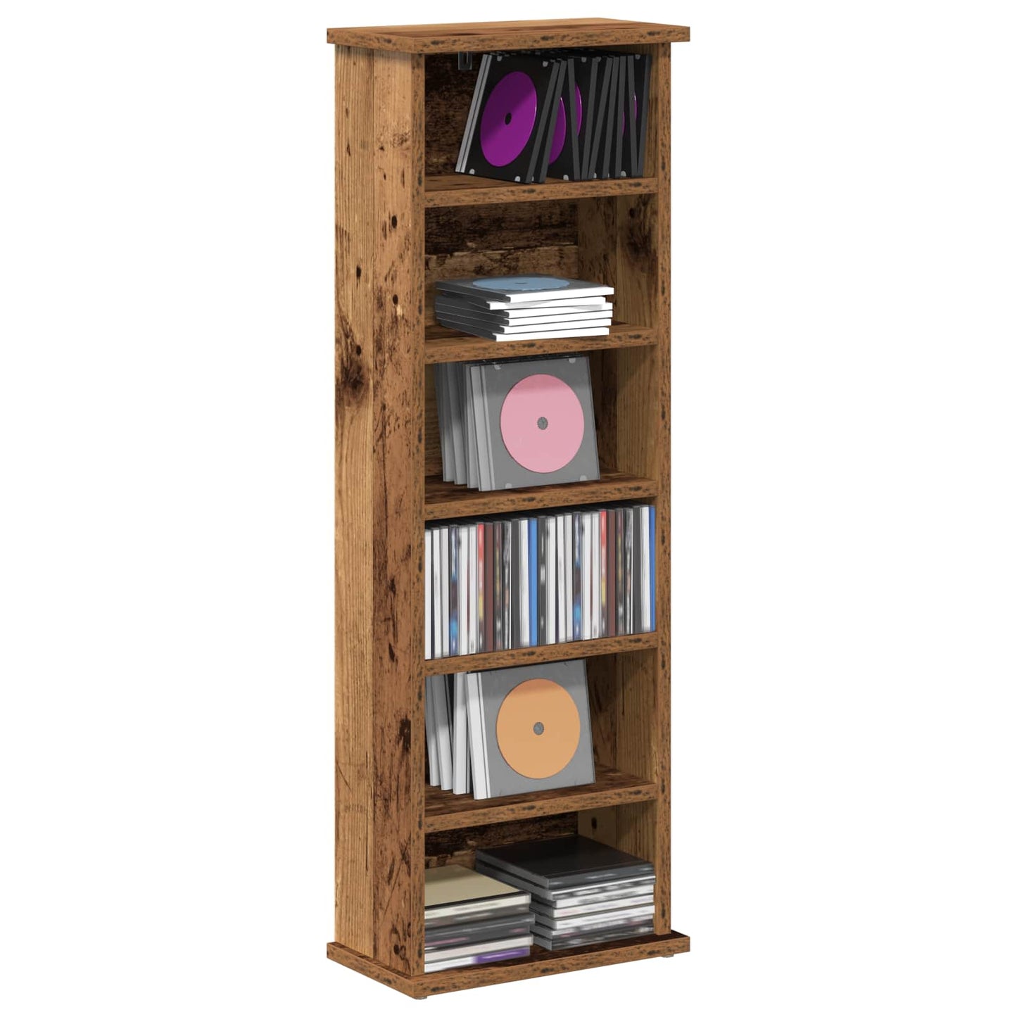 vidaXL CD Cabinet Oak Wood 32 x 17 x 92 cm Engineered Wood