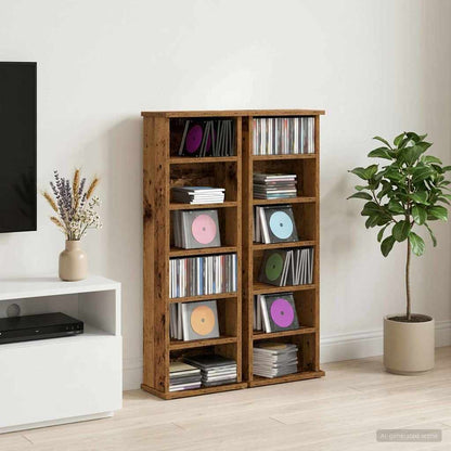 vidaXL CD Cabinet 2 pcs Old Wood 32 x 17 x 92 cm Engineered Wood