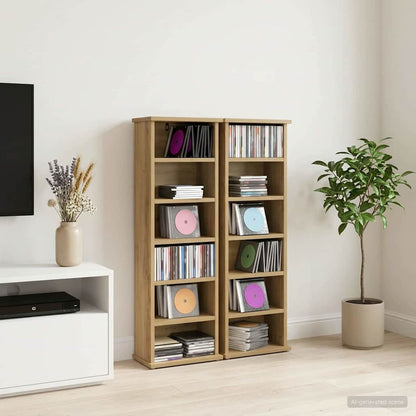 vidaXL CD Cabinet 2 pcs Artisan Oak 32 x 17 x 92 cm Engineered Wood