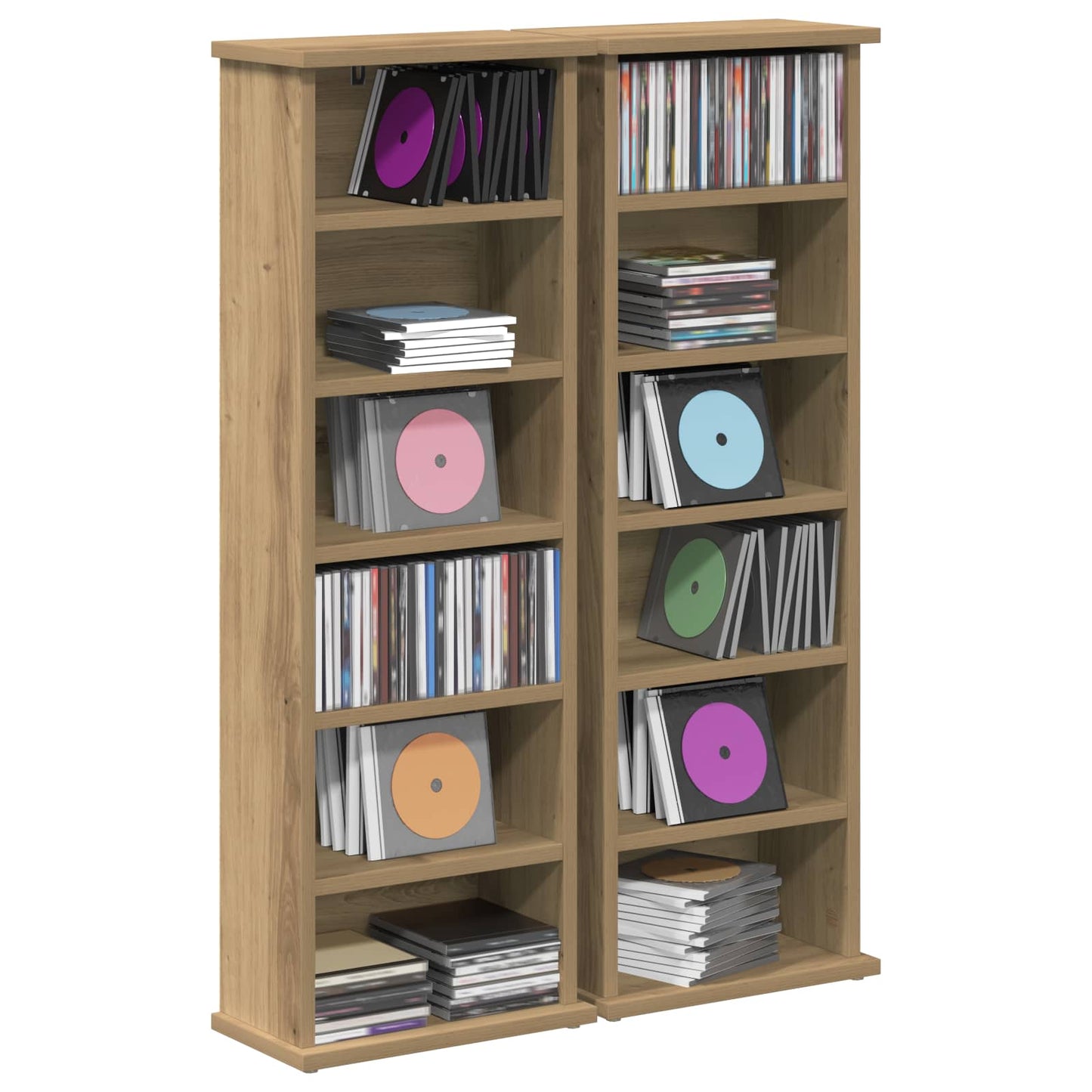 vidaXL CD Cabinet 2 pcs Artisan Oak 32 x 17 x 92 cm Engineered Wood
