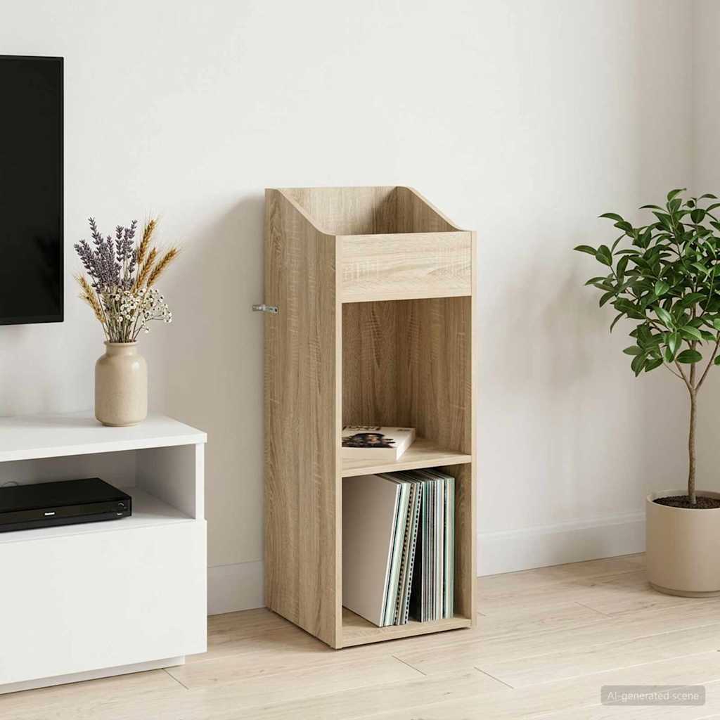 vidaXL Record Cabinet Sonoma Oak 36 x 36 x 95.5 cm Engineered Wood