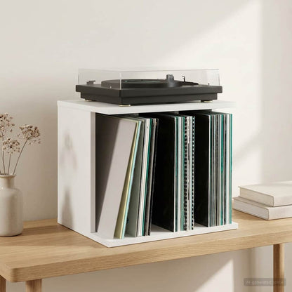 vidaXL Vinyl Record Storage White 42 x 33 x 36 cm Engineered Wood