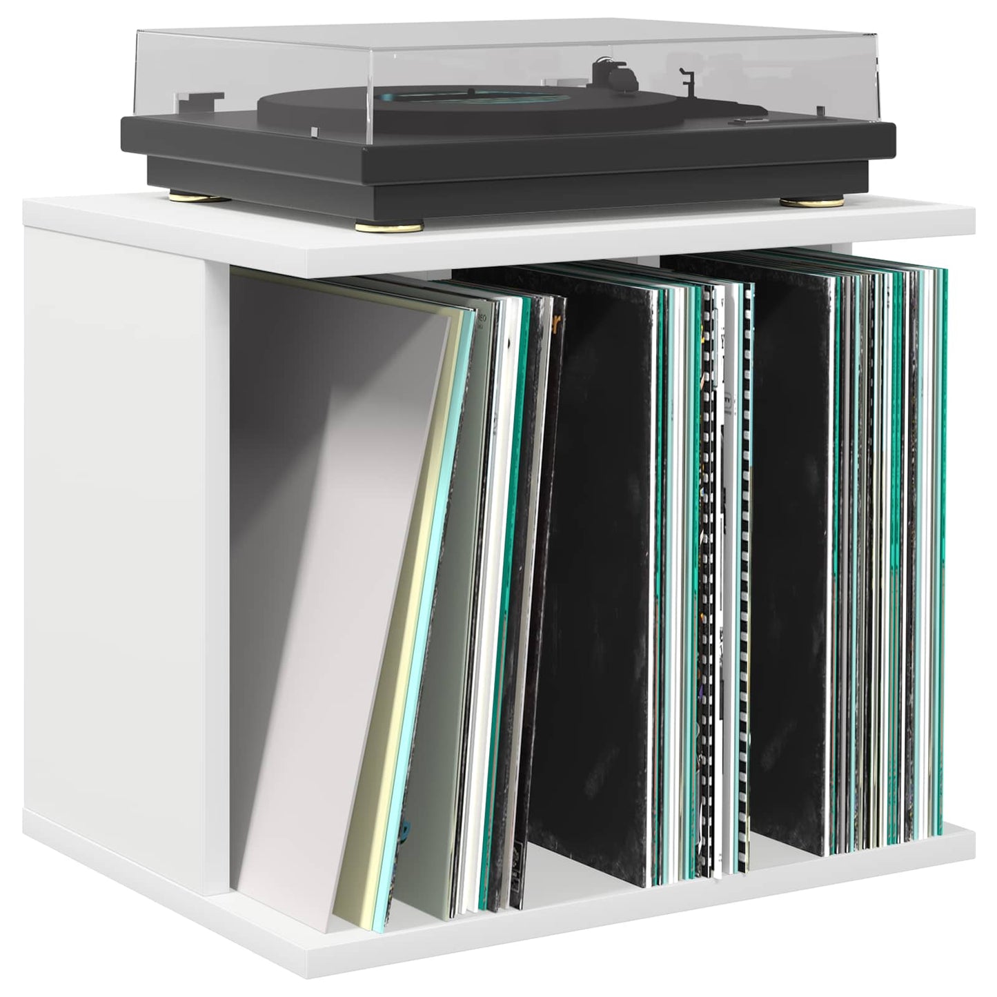 vidaXL Vinyl Record Storage White 42 x 33 x 36 cm Engineered Wood