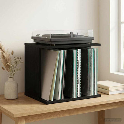vidaXL Vinyl Record Storage Black Oak 42 x 33 x 36 cm Engineered Wood