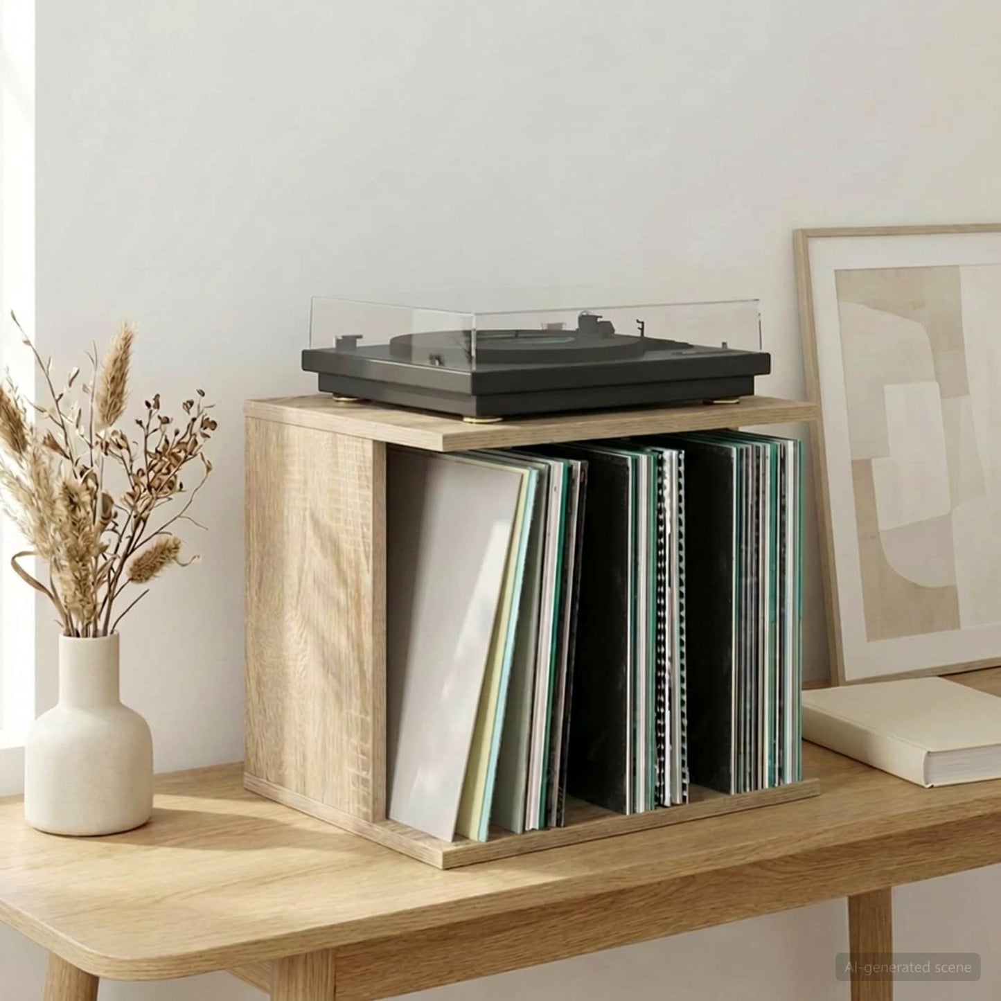 vidaXL Vinyl Record Storage Sonoma Oak 42 x 33 x 36 cm Engineered Wood