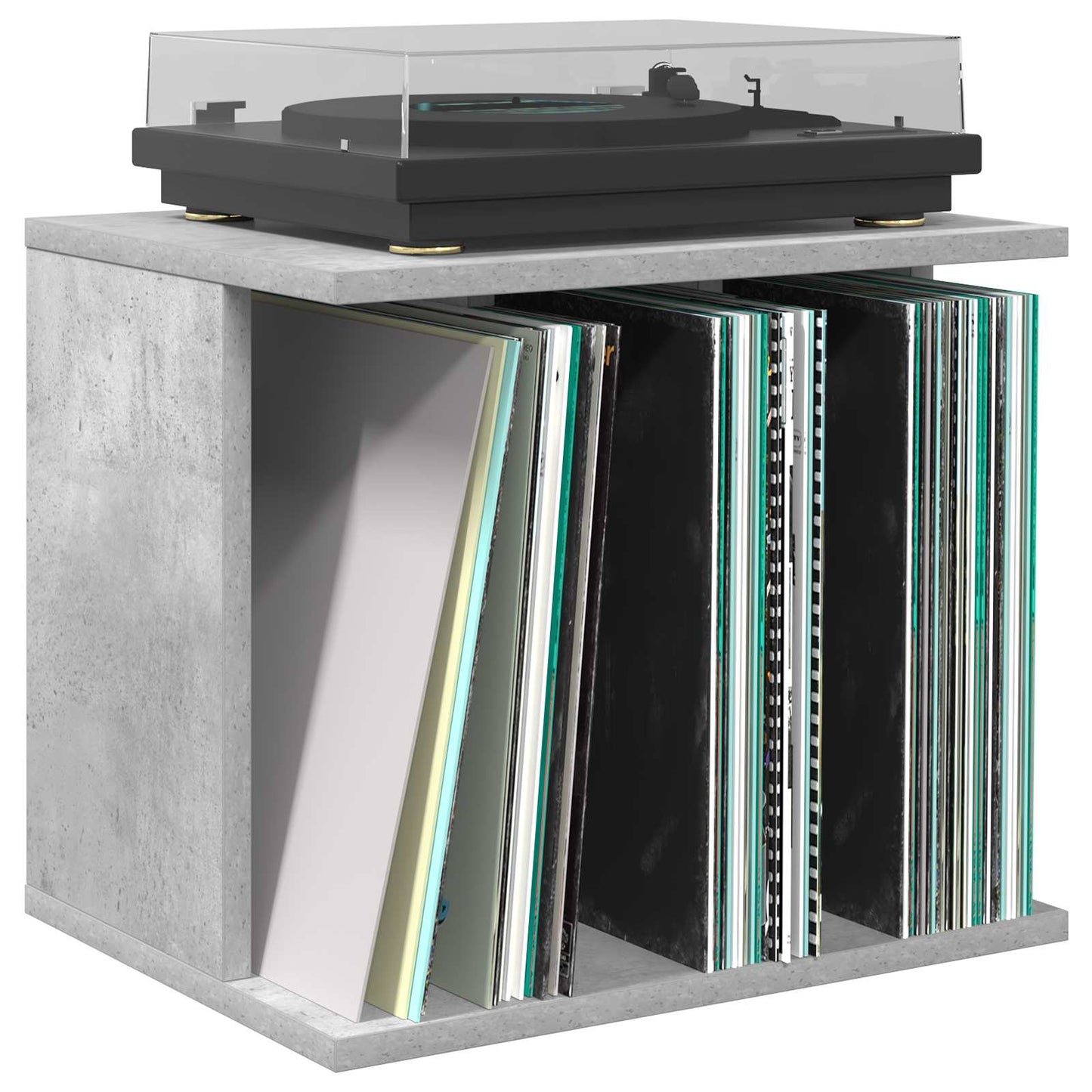vidaXL Vinyl Record Storage Concrete Grey 42 x 33 x 36 cm