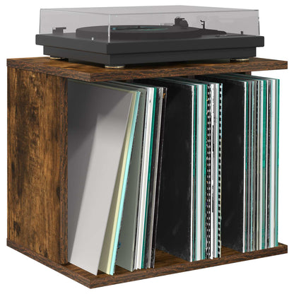 vidaXL Vinyl Record Storage Smoked Oak 42 x 33 x 36 cm Engineered Wood