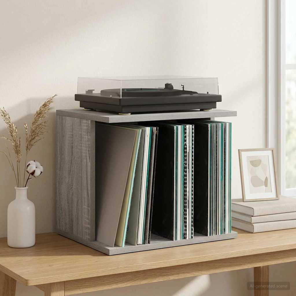 vidaXL Vinyl Record Storage Grey Sonoma 42 x 33 x 36 cm