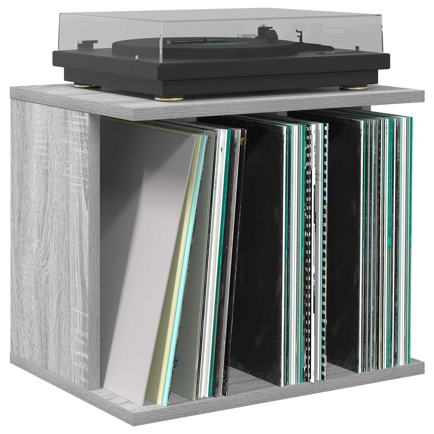 vidaXL Vinyl Record Storage Grey Sonoma 42 x 33 x 36 cm