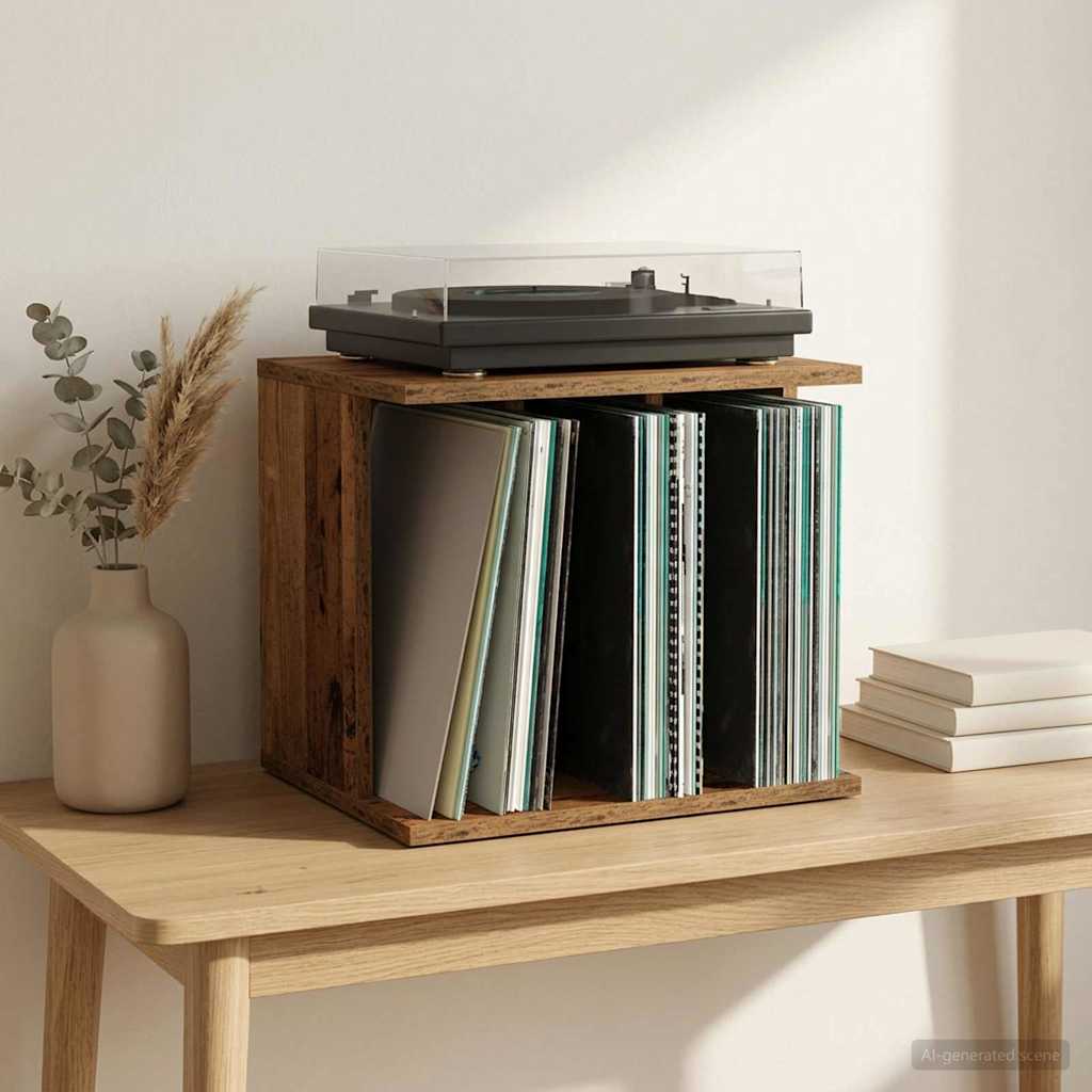 vidaXL Vinyl Record Storage Old Wood 42 x 33 x 36 cm Engineered Wood