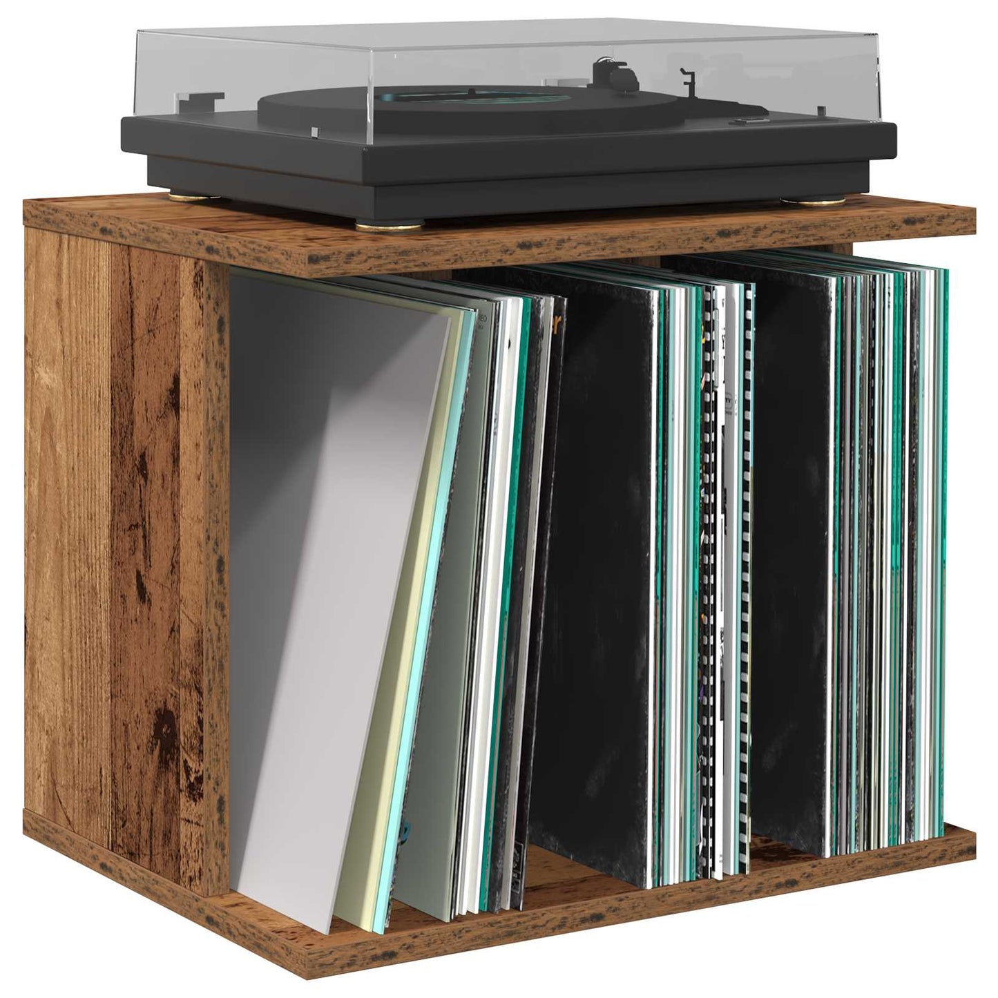 vidaXL Vinyl Record Storage Old Wood 42 x 33 x 36 cm Engineered Wood