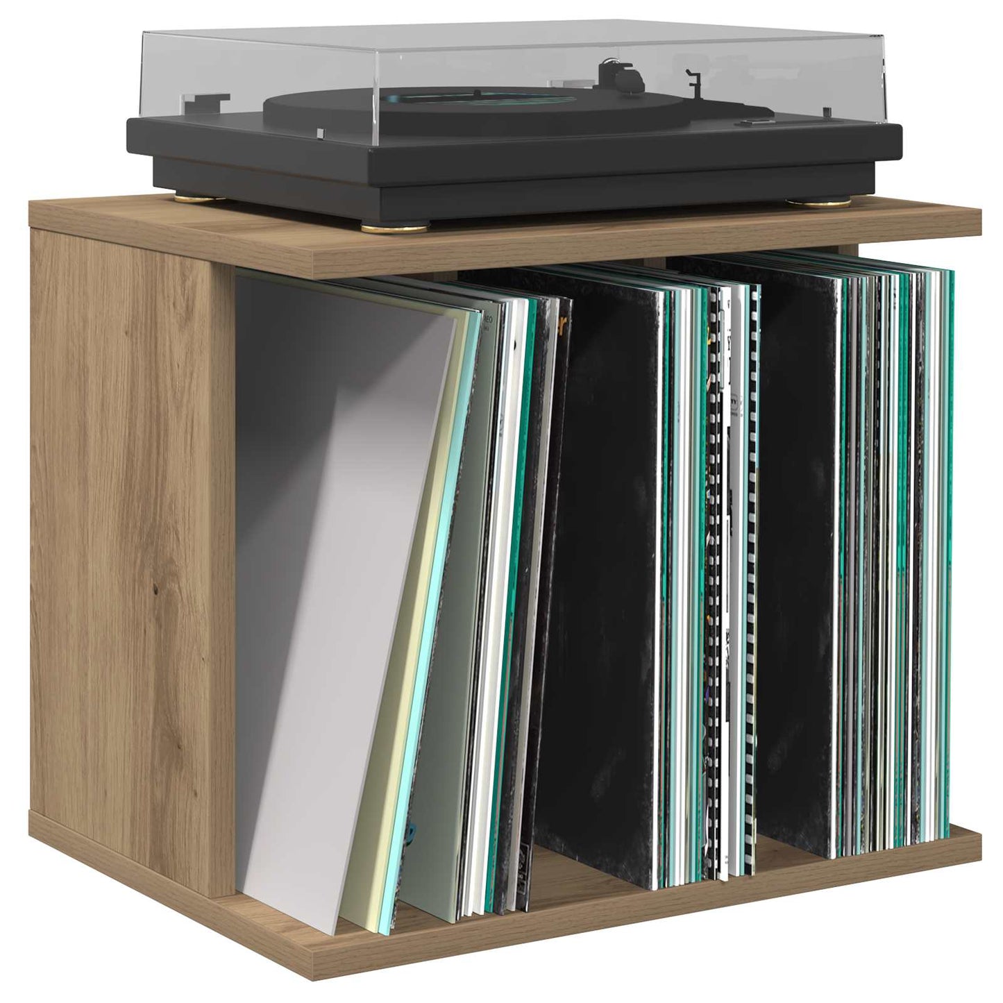vidaXL Vinyl Record Storage Artisan Oak 42 x 33 x 36 cm