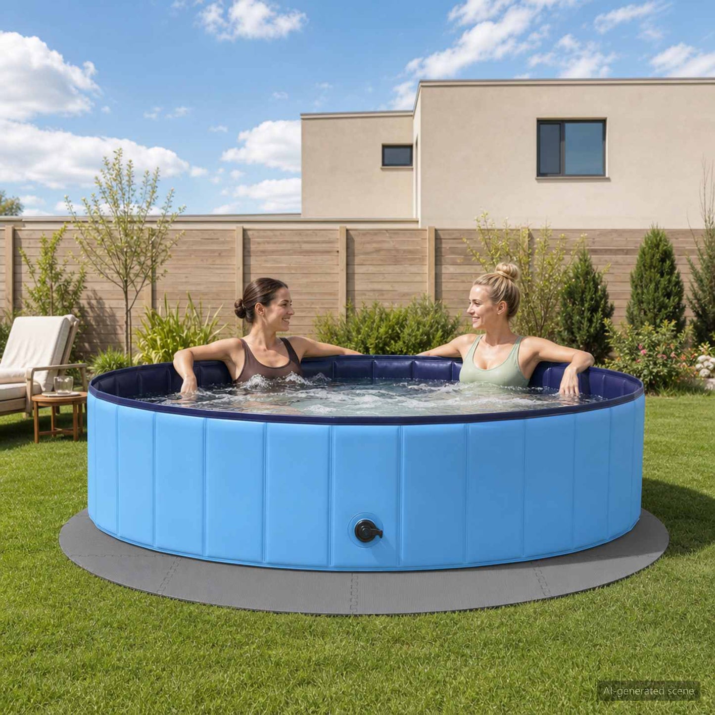 vidaXL Pool Ground Mat 16 pcs Ø 235 cm Round EVA Foam Grey