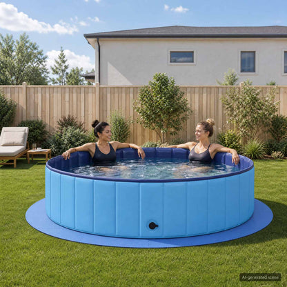 vidaXL Pool Ground Mat 16 pcs Ø 235 cm Round EVA Foam Blue