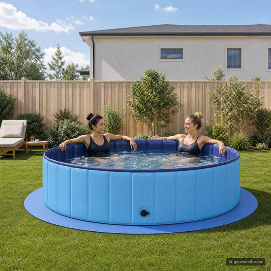vidaXL Pool Ground Mat 16 pcs Ø 235 cm Round EVA Foam Blue
