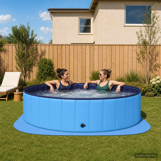 vidaXL Pool Ground Mat 25 pcs Ø 292 cm Round EVA Foam Blue