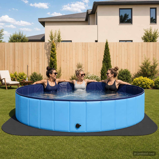 vidaXL Pool Ground Mat 49 pcs Ø 408 cm Round EVA Foam Black