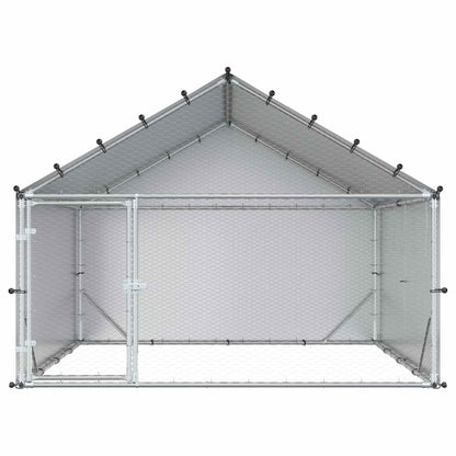 vidaXL Chicken Coop with Roof Silver 200 x 200 x 150 cm