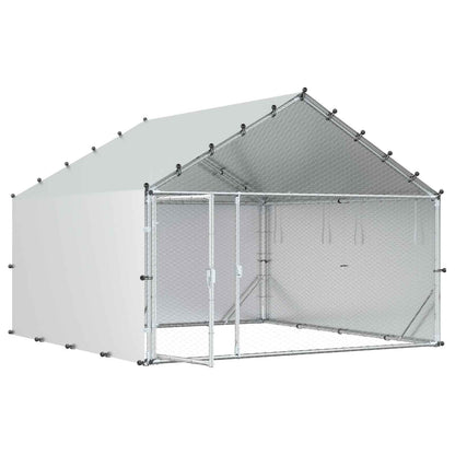 vidaXL Chicken Coop with Roof Silver 200 x 200 x 150 cm