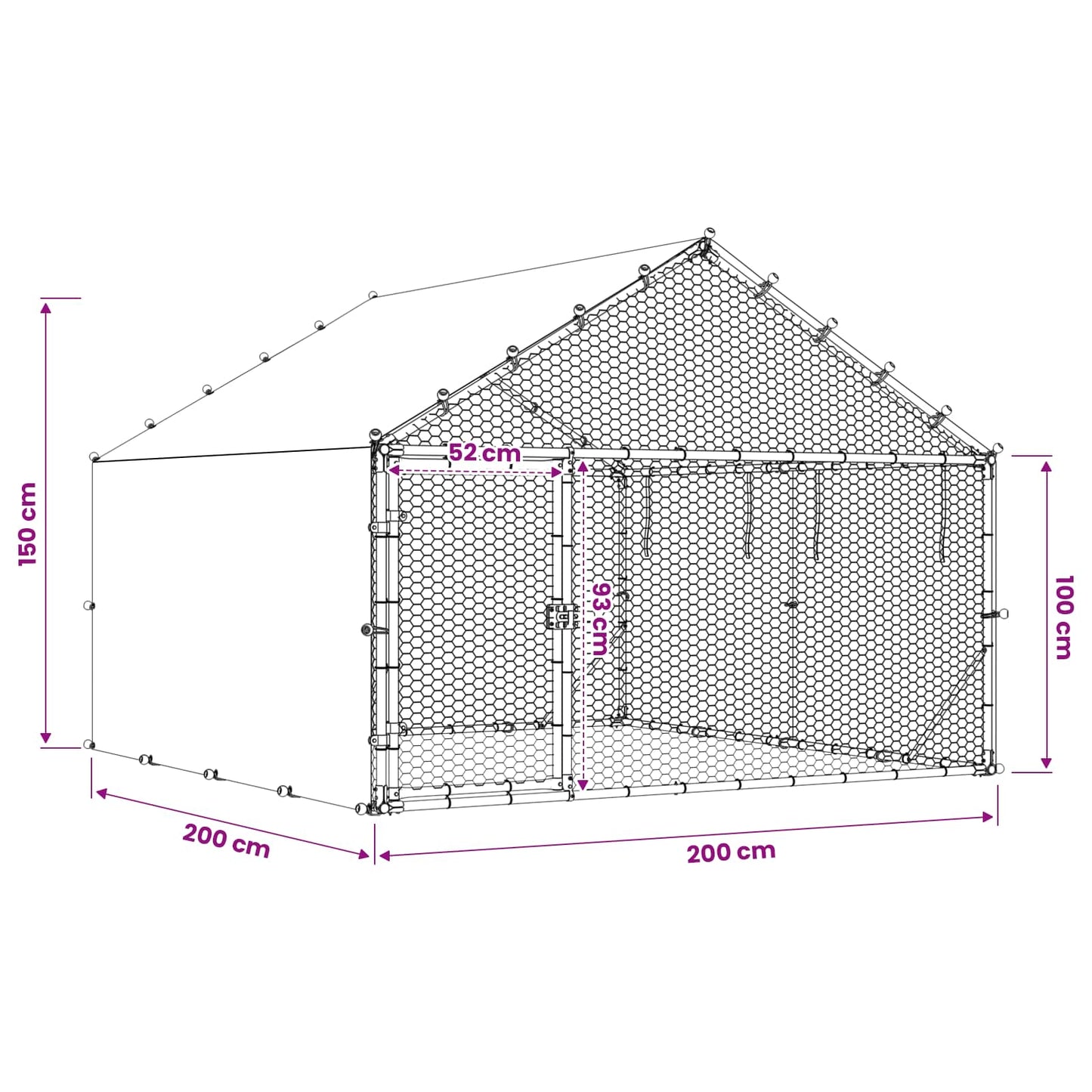 vidaXL Chicken Coop with Roof Silver 200 x 200 x 150 cm