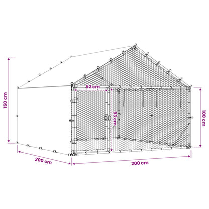 vidaXL Chicken Coop with Roof Silver 200 x 200 x 150 cm