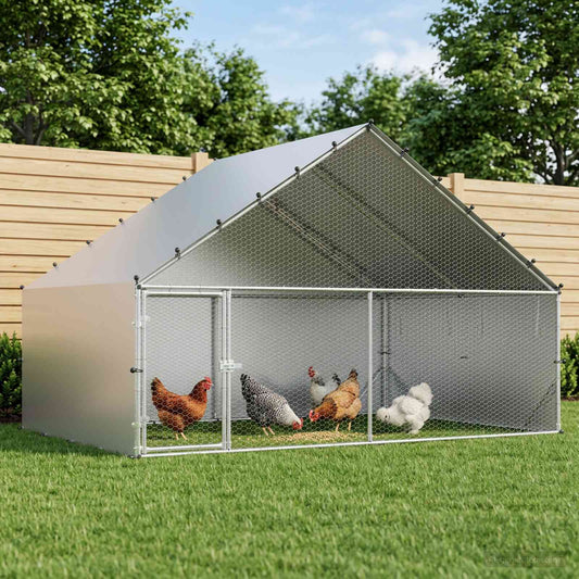 vidaXL Chicken Coop with Roof Silver 300 x 200 x 190 cm
