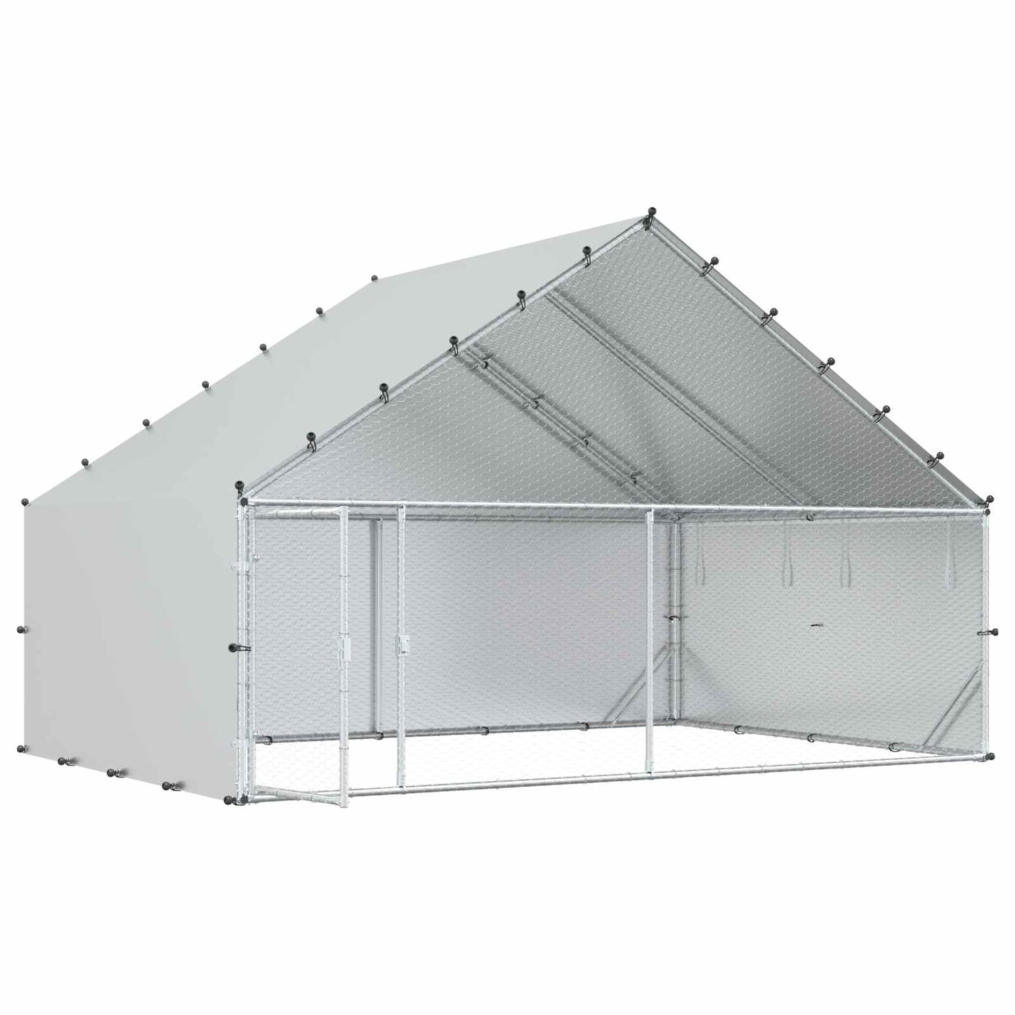 vidaXL Chicken Coop with Roof Silver 300 x 200 x 190 cm