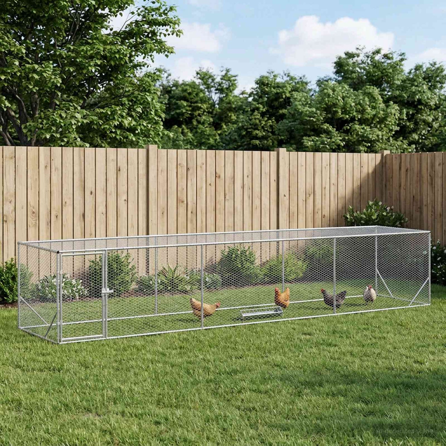 vidaXL Chicken Yard Silver 500 x 100 x 100 cm Galvanised Steel