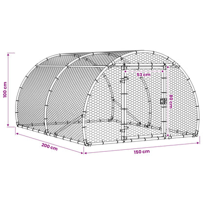 vidaXL Chicken Coop Silver 200 x 150 x 100 cm Galvanised Steel
